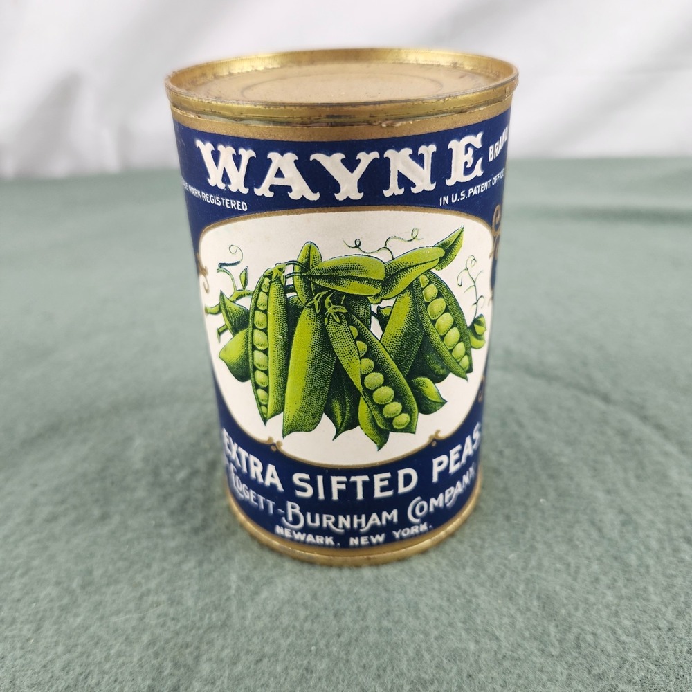 Antique Wayne Brand 11 Oz Extra‎ Sifted Peas Can Established 1863